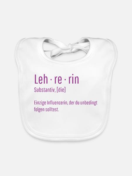 Lehrerin Substantiv Influencerin Lustig Geschenk - Baby Bio-Lätzchen - Weiß - Vorne
