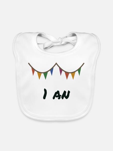 1. 1 Jahr. 1. JUBILÄUM. 1-JÄHRIGES JUBILÄUM - Baby Bio-Lätzchen - Weiß - Vorne