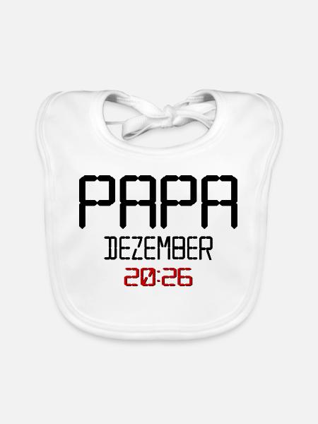 Geburt Baby Papa, Dezember 2026 - Baby Bio-Lätzchen - Weiß - Vorne