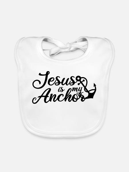 Jesus is my Anchor - Baby Bio-Lätzchen - Weiß