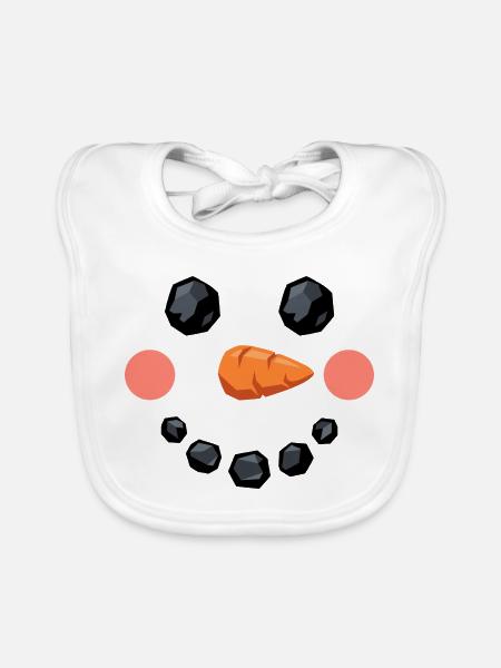 Lächelndes Schneemann Gesicht - Baby Bio-Lätzchen - Weiß - Vorne