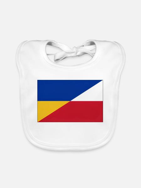 Ukraine-Polnische Flagge – Ukrainische und Polnische Einheit - Baby Bio-Lätzchen - Weiß - Vorne