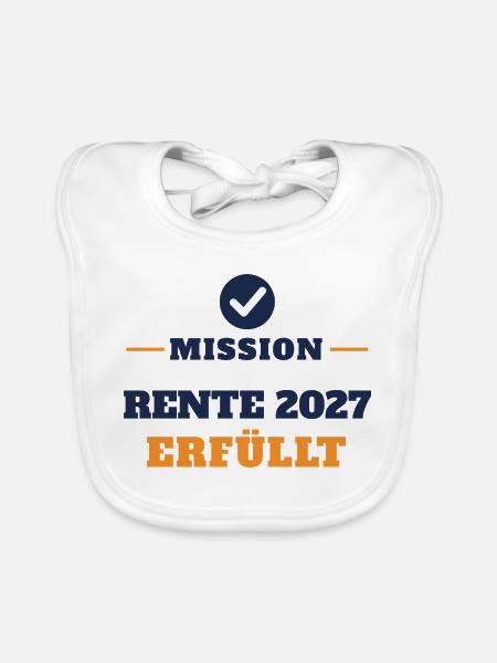 Rente 2027 – Mission erfüllt Ruhestand Geschenk - Baby Bio-Lätzchen - Weiß - Vorne