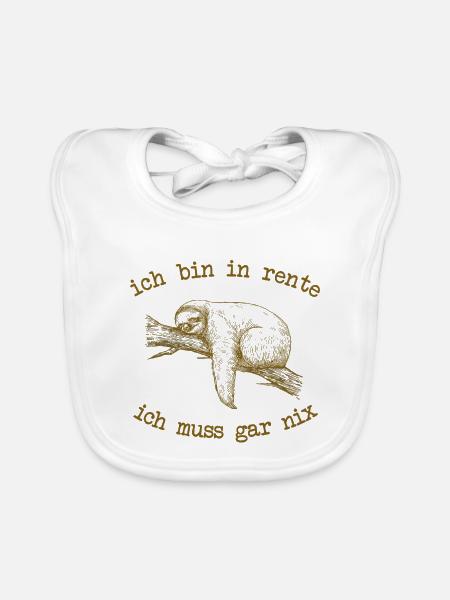 ich bin in rente ich muss gar nix - Baby Bio-Lätzchen - Weiß - Vorne