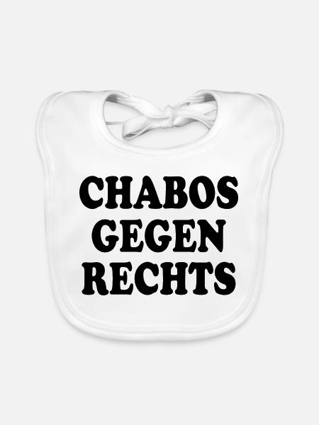 Chabos gegen rechts - Baby Bio-Lätzchen - Weiß - Vorne