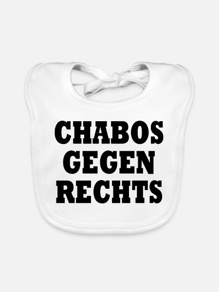 Chabos gegen rechts - Baby Bio-Lätzchen - Weiß - Vorne