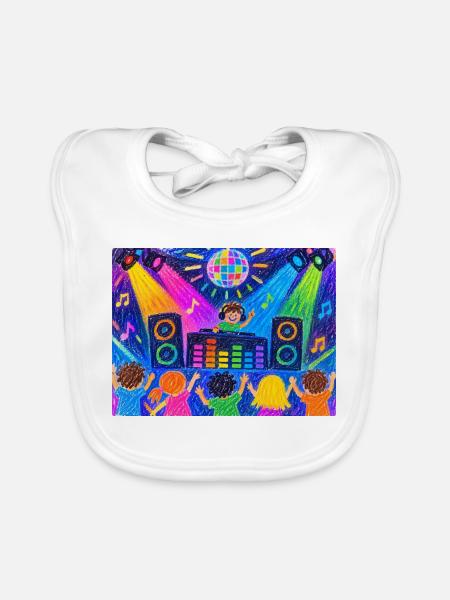 Bunte Disco-Party - Baby Bio-Lätzchen - Weiß