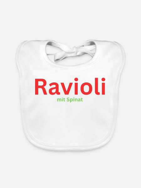 Ravioli mit Spinat  - Baby Bio-Lätzchen - Weiß - Vorne