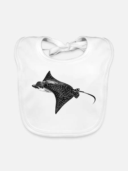 Gepunktete Rochen-Silhouette - Baby Bio-Lätzchen - Weiß - Vorne