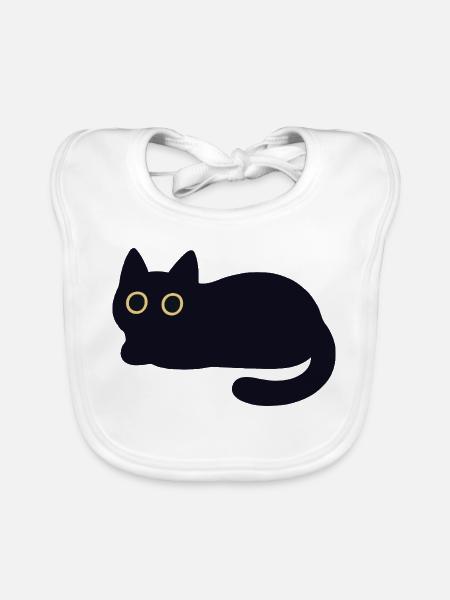 Schwarze Katze mit gelben Augen - Baby Bio-Lätzchen - Weiß