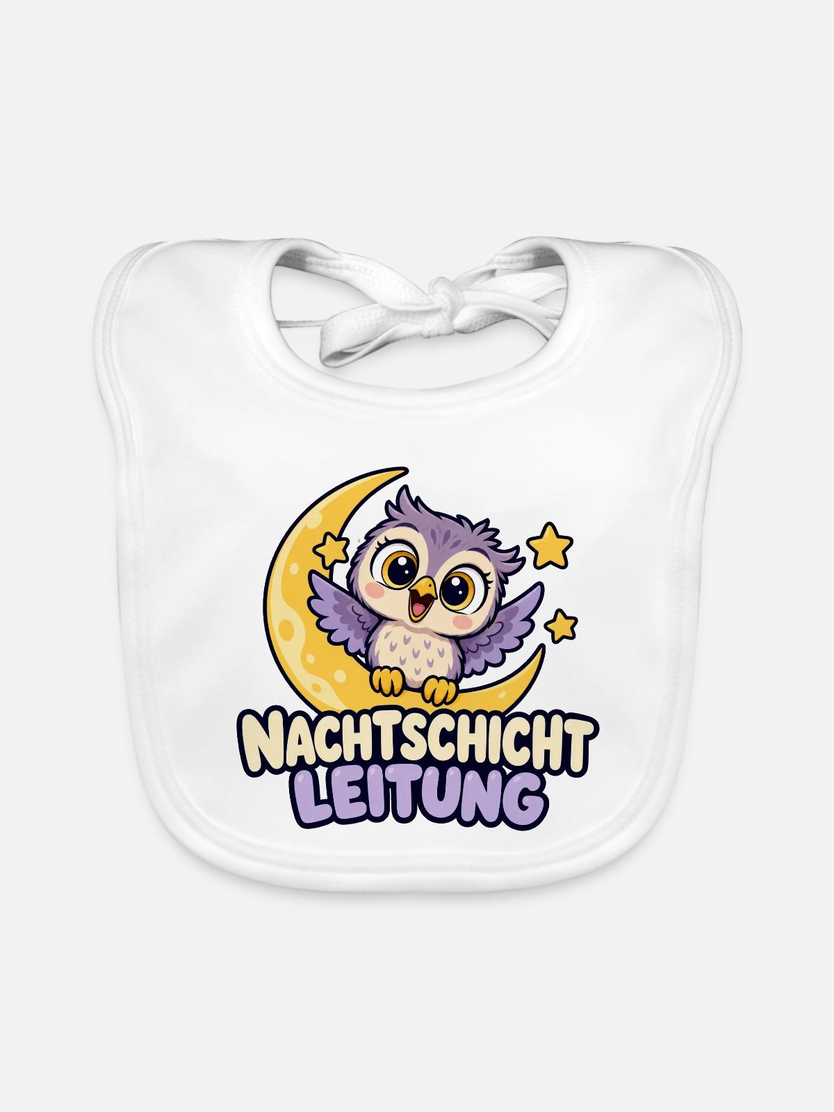 Nachtschichtleitung Babyeule - Baby Bio-Lätzchen - Weiß - Vorne