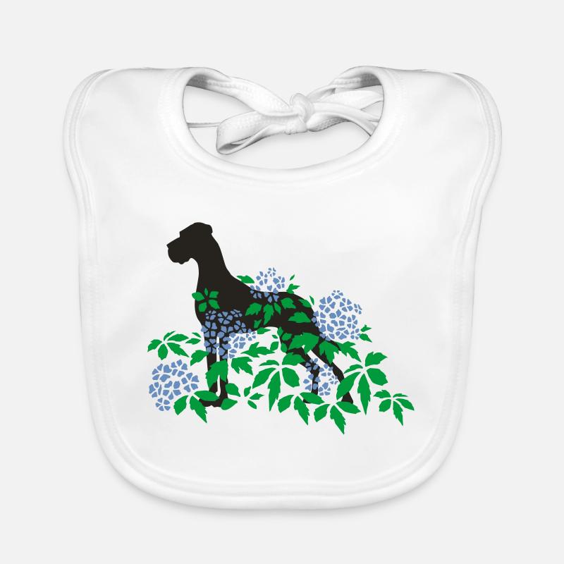 Great Dane and hydrangeas Organic Baby Bibs