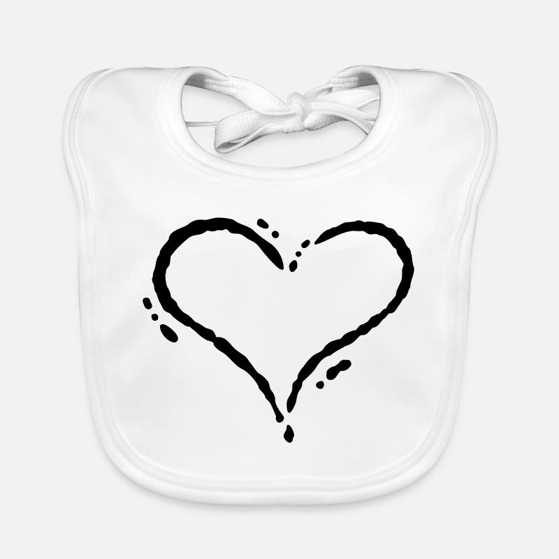 Herz - Scribble (Zeichnung) Baby Bio-Lätzchen