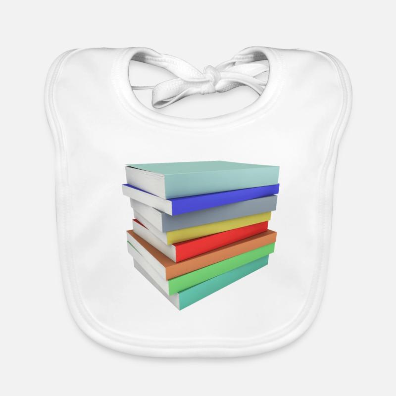 Pile de livres - Bavoir bio Bébé - blanc