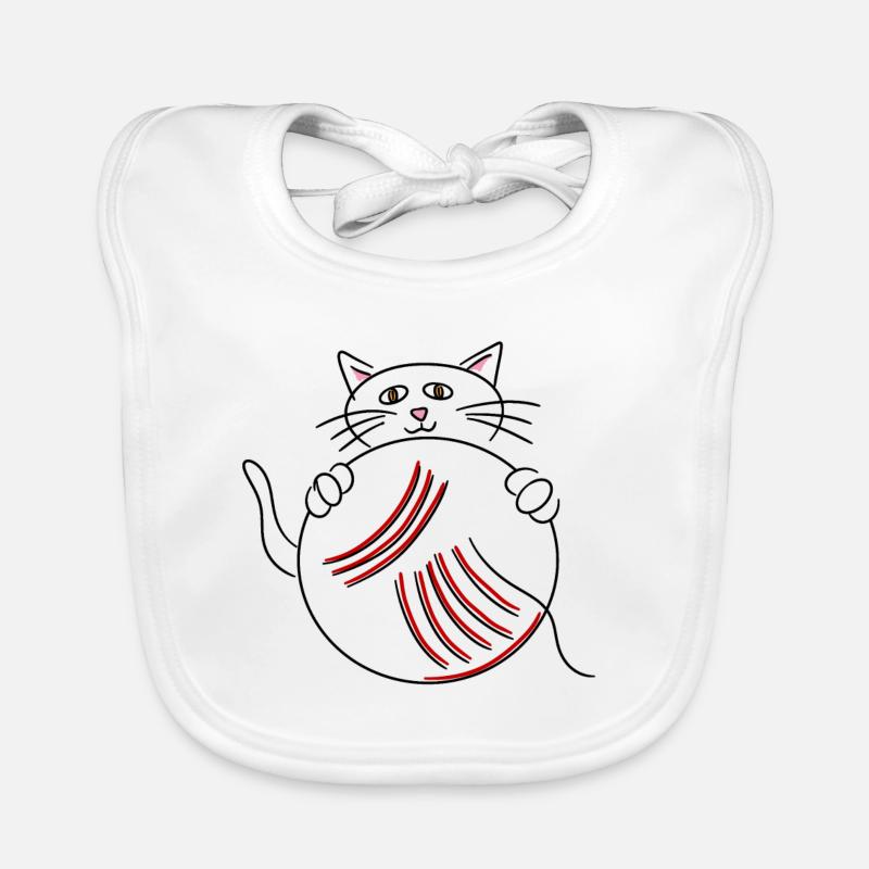 Niedliche Katze mit Wollknäuel Geschenkidee Baby Bio-Lätzchen