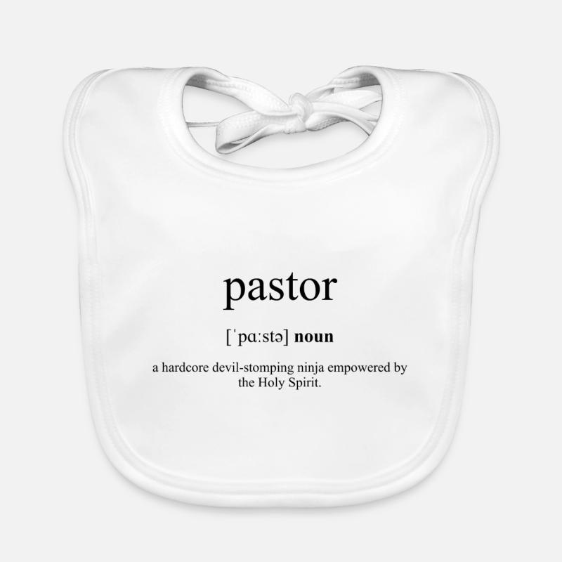 Dictionnaire de définition de pasteur (Pfarrer) - Bavoir bio Bébé - blanc