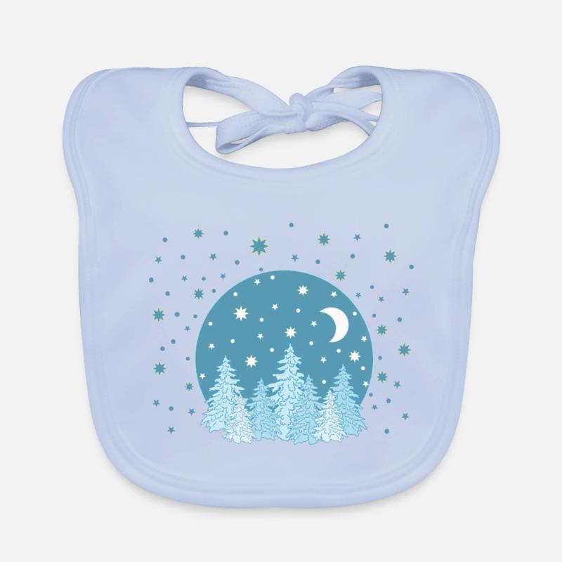 Winter forest with starry sky Organic Baby Bibs