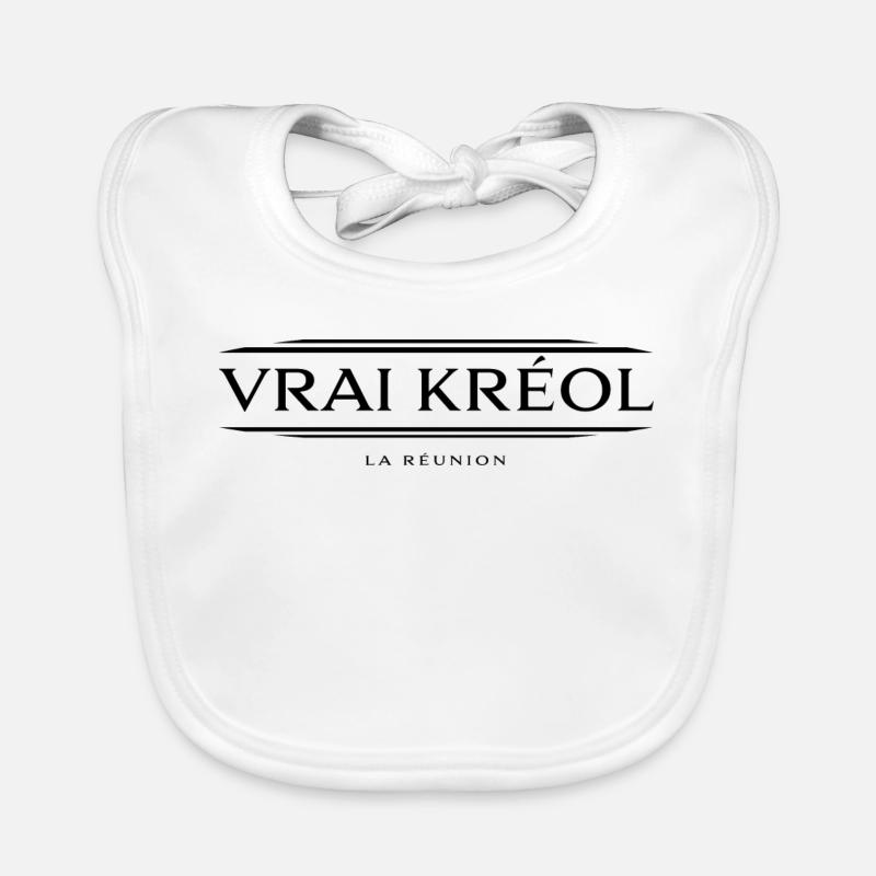 Vrai Kréol Version Noir - Bavoir bio Bébé - blanc