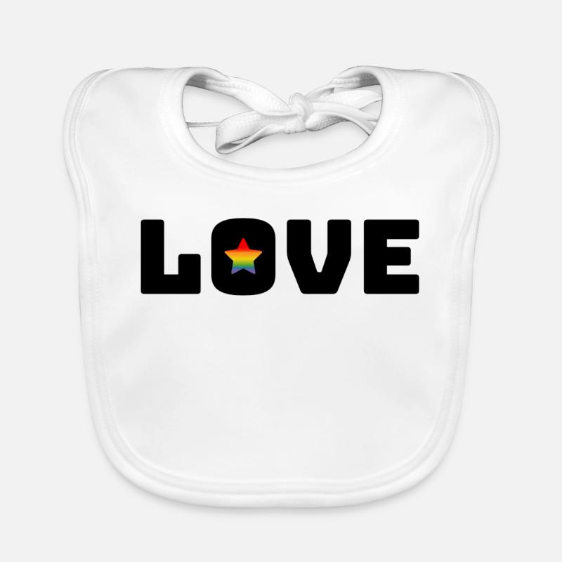 Love Star Rainbow black Organic Baby Bibs