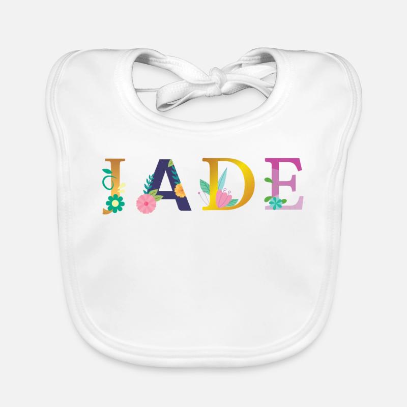 Nom JADE décoré de fleurs Bavoir bio Bébé