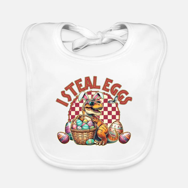 I Steal Eggs T Rex Easter Baby Bio-Lätzchen