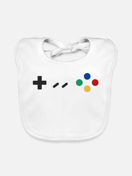 Retro Gamepad - Baby Bio-Lätzchen - Weiß