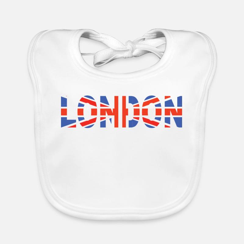 Londres couché avec drapeau - Bavoir bio Bébé - blanc