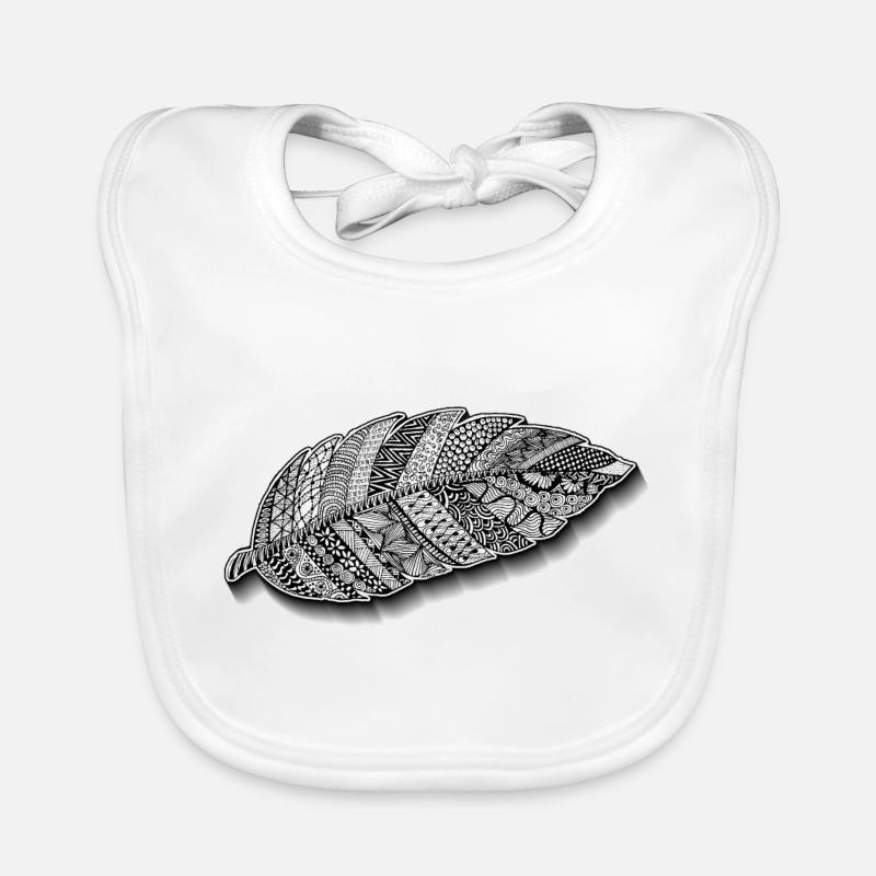 Zentangle feather self-drawn as light as a feather Organic Baby Bibs