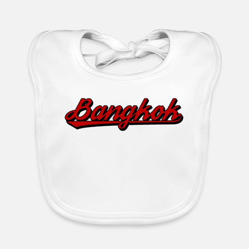 Bangkok Script Neon Red Baby Bio-Lätzchen