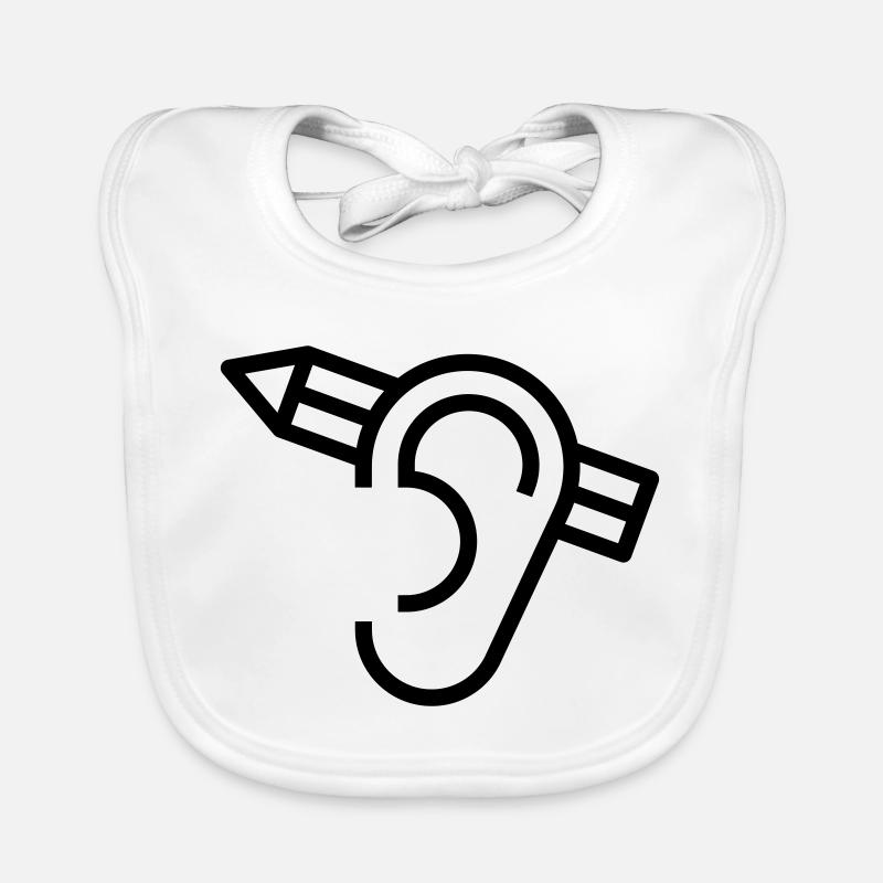 Pencil behind ear. Creativity Symbol Organic Baby Bibs