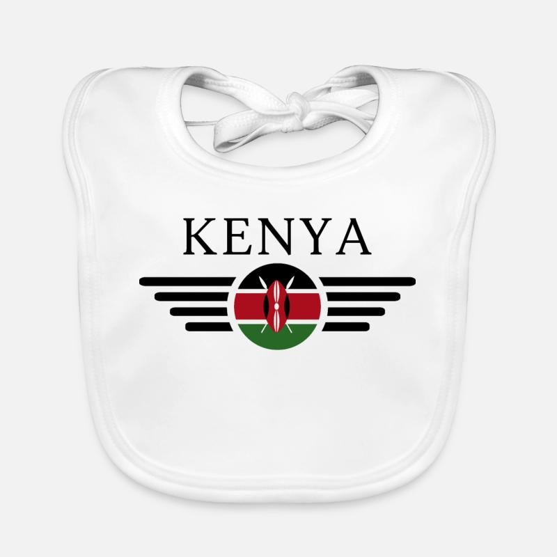 J’aime le Kenya, T-Shirt Design Style Élégance - Bavoir bio Bébé - blanc