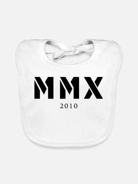 Roman numeral year of birth Made in 2010 - Organic Baby Bibs - white - Front