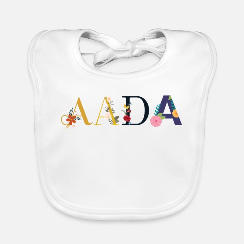AADA Name mit Blumen geschmückt Baby Bio-Lätzchen