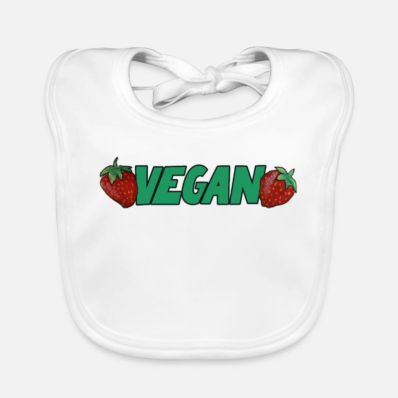 Vegan Strawberries Bold Logo Organic Baby Bibs