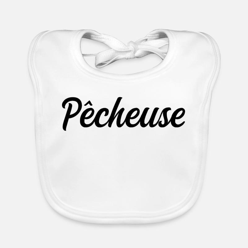 Pêcheuse Pêche Pêcheur Canne Eau Loisir Nature Bavoir bio Bébé