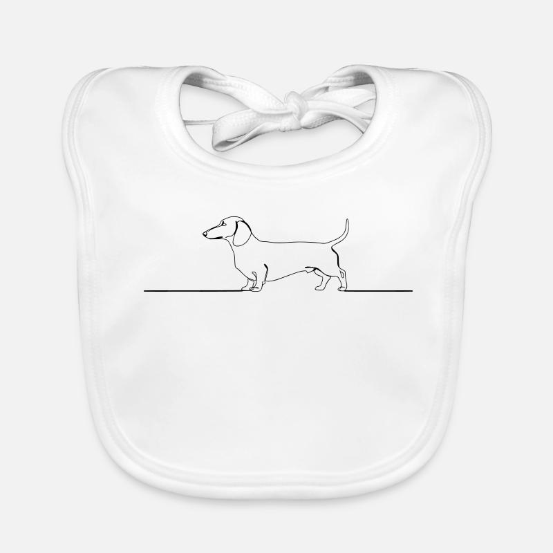 Dachshund Dachshund One Line Art Organic Baby Bibs