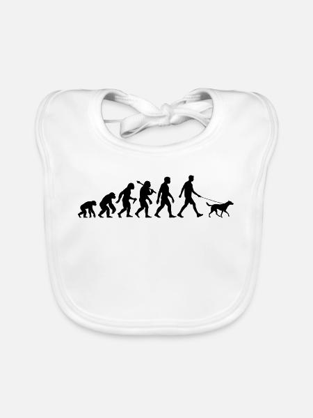 Mann Mit Hund Evolution Für Männer Die Gassi Gehen - Baby Bio-Lätzchen - Weiß - Vorne