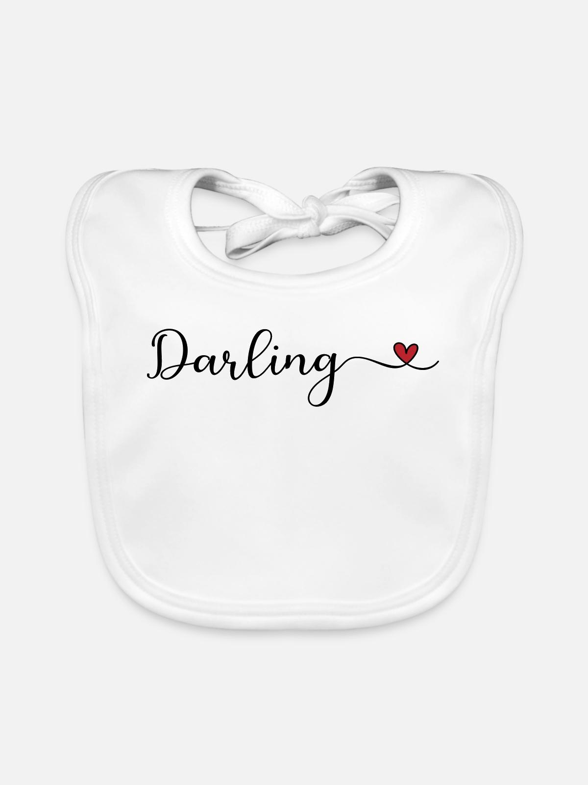 Darling Herz Typographie - Baby Bio-Lätzchen - Weiß - Vorne