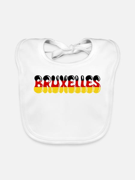 Brüssel, Belgische Flagge Schwarz, Gelb, Rot, - Baby Bio-Lätzchen - Weiß - Vorne