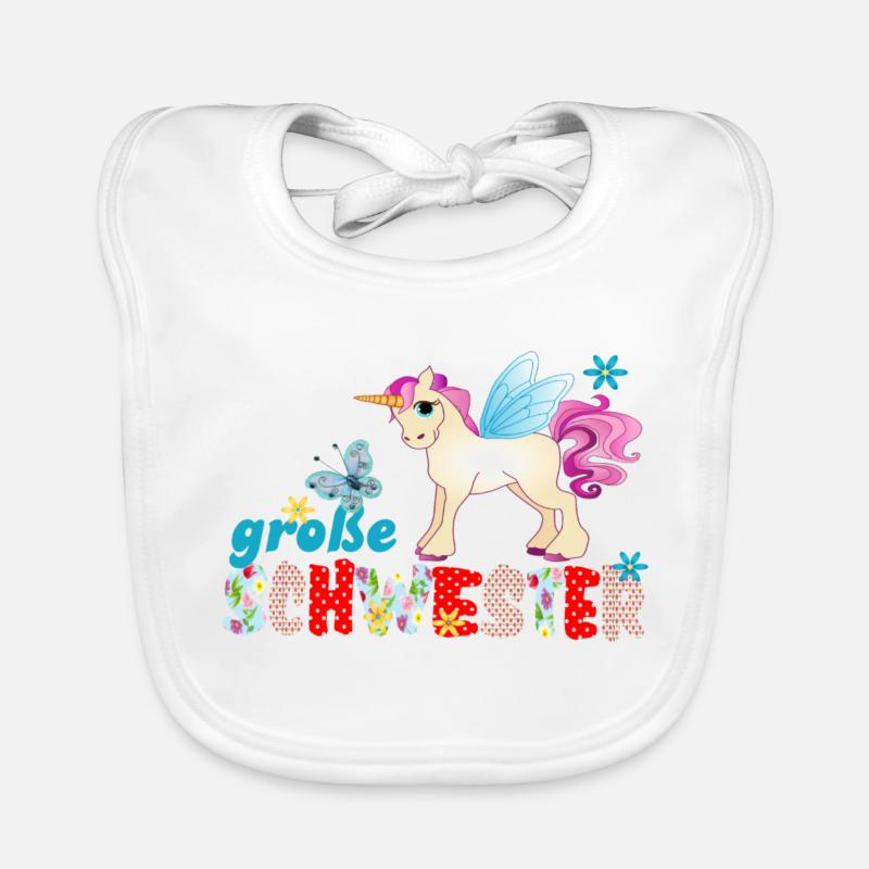 große Schwester Einhorn Baby Bio-Lätzchen
