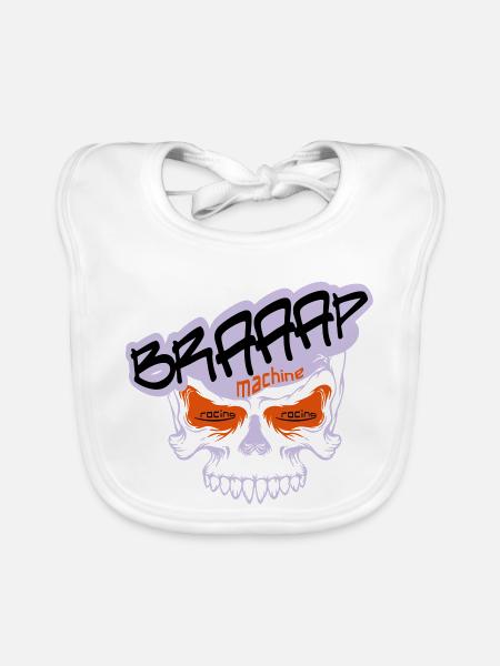 Braaap BIG Skull - Baby Bio-Lätzchen - Weiß - Vorne