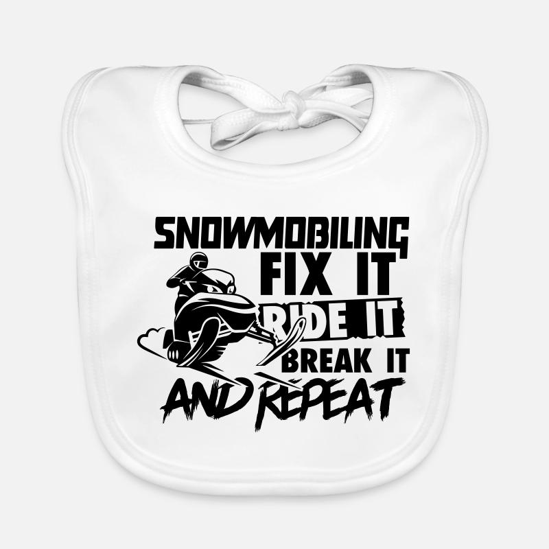 Snowmobiling Fix Ride Break it and Repeat - Baby Bio-Lätzchen - Weiß