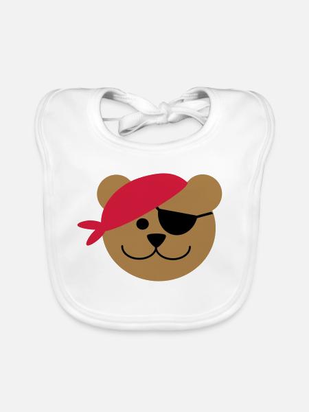 Piratenbär - Baby Bio-Lätzchen - Weiß - Vorne