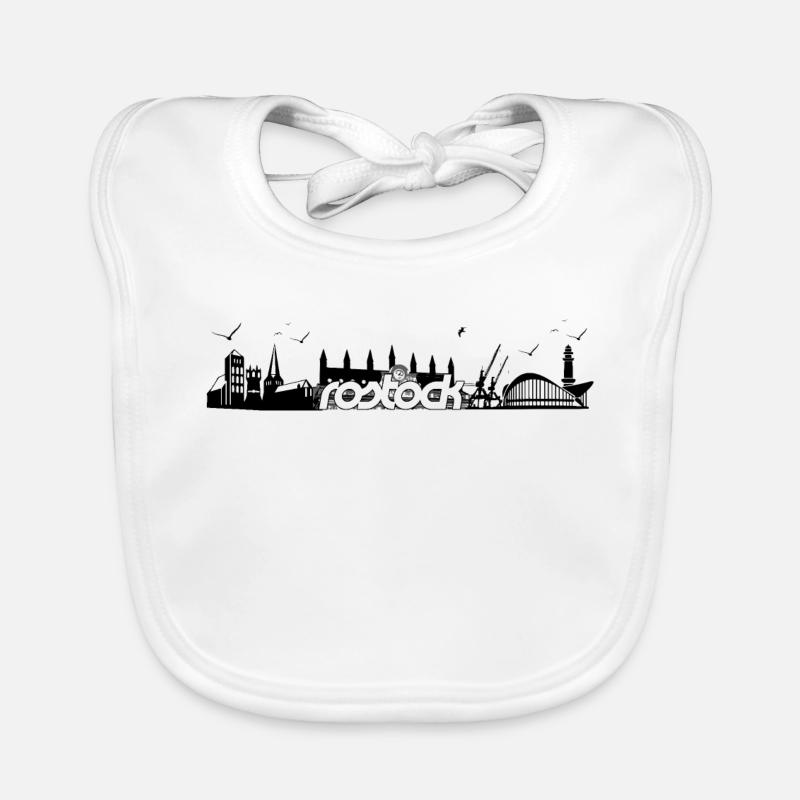 Rostock Silhouette Skyline Baby Bio-Lätzchen