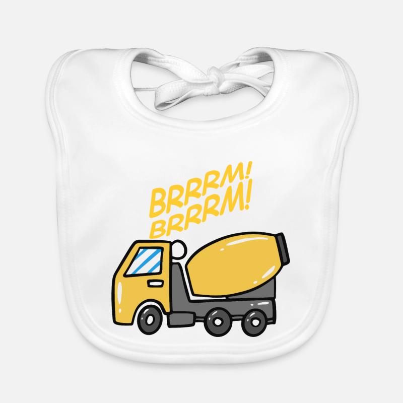 Excavator Construction Site Construction Machine Concrete Mixer Gift Organic Baby Bibs
