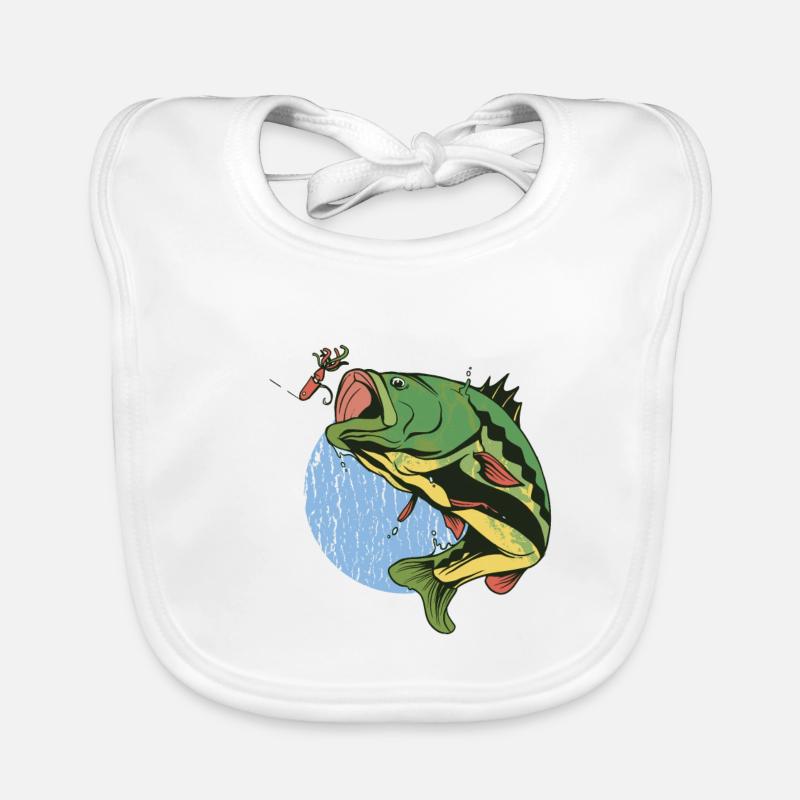 Pêche à la pêche à la perche poisson - Bavoir bio Bébé - blanc