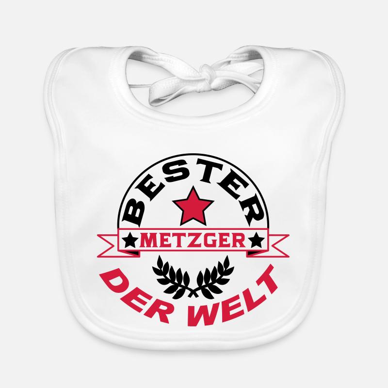 Metzger / Backer / Butcher / Baker / Vati - Baby Bio-Lätzchen - Weiß