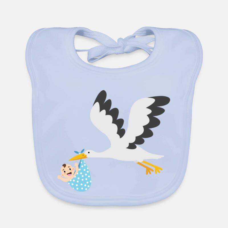 Cigogne avec bébé Bavoir bio Bébé