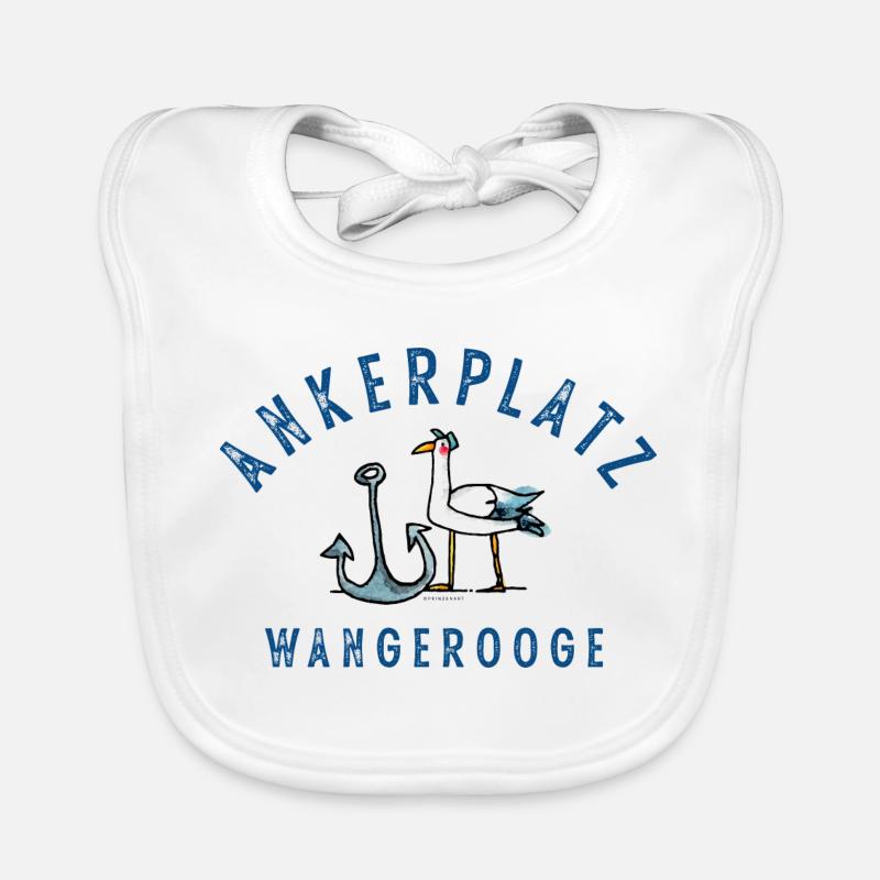 Ankerplatz Wangerooge - Baby Bio-Lätzchen - Weiß