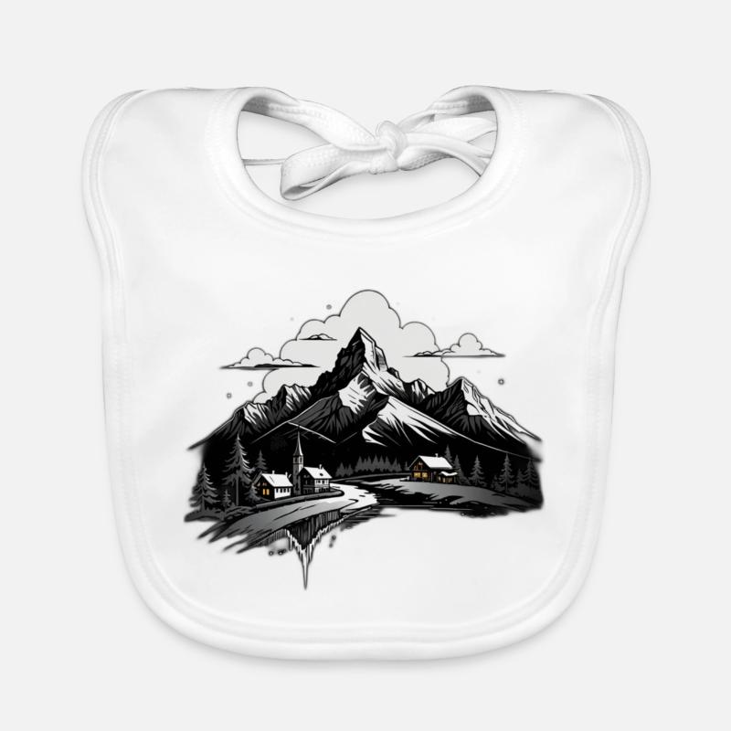 Montagnes suisses - Bavoir bio Bébé - blanc